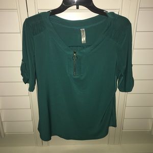 Teal Zip-Up Blouse!